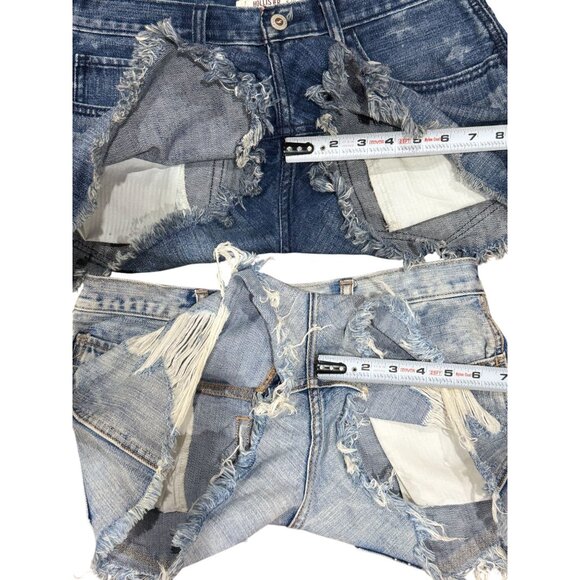 NEW HOLLISTER 2 Pairs Womens Sz 7 High Rise Denim Shorts Distressed Frayed Hem - Picture 4 of 9